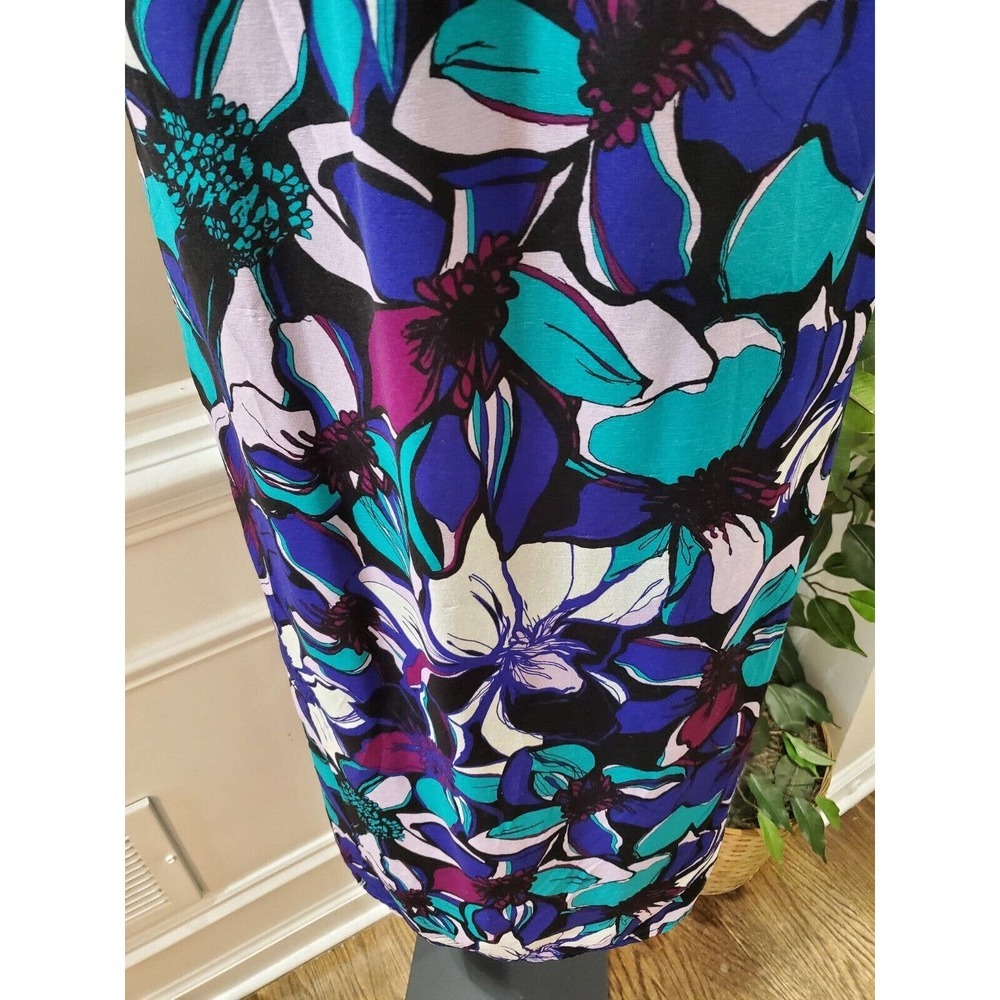 Elle Women's Blue Floral Polyester Scoop Neck Sleeveless Long Maxi Dress Small - Picture 4 of 11